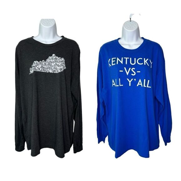 KY for KY Gildan Kentucky Womens XL Long Sleeve T-shirt Bundle of 2 - Picture 1 of 15